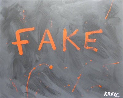 Lot 2206 - Sasha Kraye (b.1965) 'Fake' Signed, oil on canvas, 61cm by 76cm (unframed)  Sold together with...