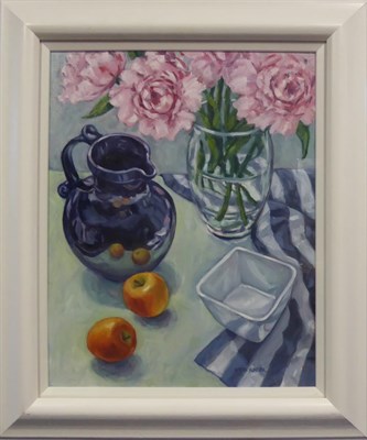 Lot 2215 - Netta Hunter DA (Contemporary) Scottish 'The Blue Jug' Signed, oil on canvas, 49cm by 39cm...