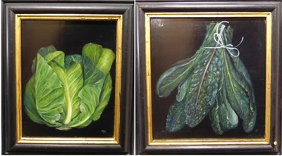 Lot 2223 - Mimi Roberts (Contemporary) Study of a lettuce Initialled, oil on board, together with a...