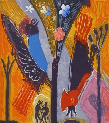 Lot 2011 - Michael Rothenstein (1908-1993) 'The Garden' Signed and numbered 21/75, coloured wood cut, 82cm...