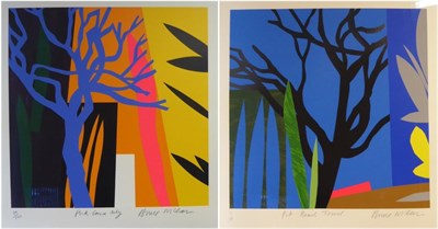 Lot 2023 - Bruce Mclean (Scottish b.1944) 'Pink Cava Lily' 'Pink Beach Towel' Each signed, inscribed and...