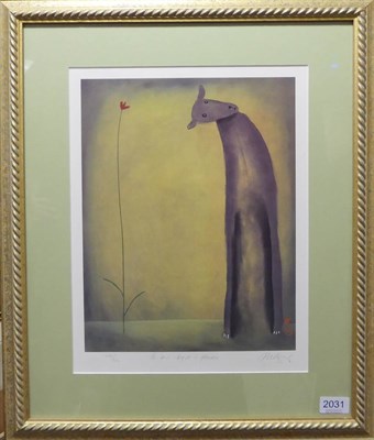 Lot 2031 - After Mackenzie Thorpe (b.1956) 'Is it a dog or a flower' Signed, inscribed and numbered...