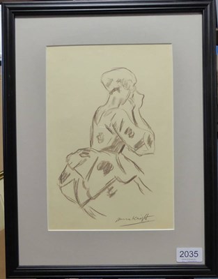 Lot 2035 - Dame Laura Knight RA, RWS, RE, RWA, PSWA, DBE (1877-1970) Study of a seated female figure...