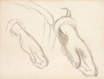 Lot 2041 - Attributed to Duncan Grant (1885-1978) Study of a hand Pencil, 14.5cm by 19.5cm  Together with...