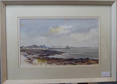 Lot 2044 - John H Nicholson (1911-1988) 'Castletown from Scarlett' Signed, pencil and watercolour 20.5 by 35cm