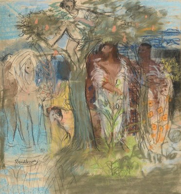 Lot 2045 - David Donaldson (Scottish 1916-1996) 'David and Bathsheba' Signed, pastel, 34.5cm by 32cm  See...