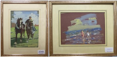 Lot 2048 - William Norman Gaunt (1918-2001) Working Shire horses Signed, pencil and watercolour, together with