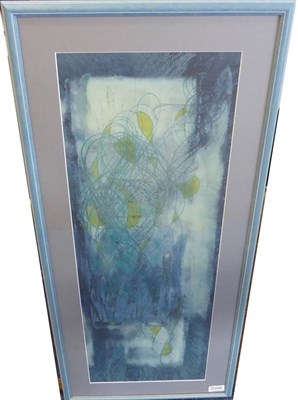 Lot 2056 - Gordon Dent  (b. 1923) Composition in blue Mixed media, 73cm by 27cm