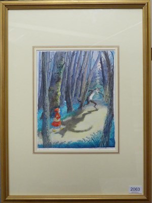 Lot 2063 - Michael Foreman (b.1938) 'As she walked through the wood she met a wolf (illustration for...