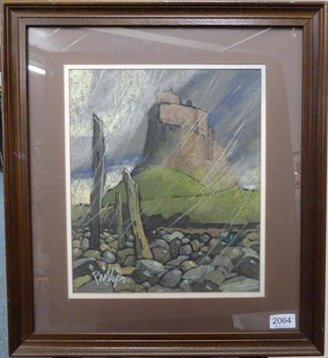 Lot 2064 - Brian Phillips (b.1939) 'Wicked day on Holy Island (Tuesday)' Signed, pastel, 32.5cm by 27.5cm