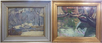 Lot 2088 - William Todd Brown (1875-1952) Continental harbour scene Signed, oil on canvas, together with...