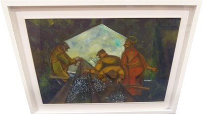 Lot 2089 - Jack Pender (1918-1998) Christ the Fisherman Signed, oil on board, 59cm by 89.5cm