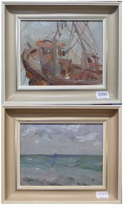 Lot 2090 - Thomas Watt (1920-1989) 'Seascape and sailboard' Oil on board, together with an oil study...