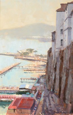 Lot 2092 - James Longueville RBSA PS (b.1942) 'The Harbour, Sorrento' Signed, signed and inscribed verso,...