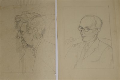 Lot 2030 - Edith Lawrence (1890-1973) Portrait of a man, head and shoulders, in profile Pencil, together...