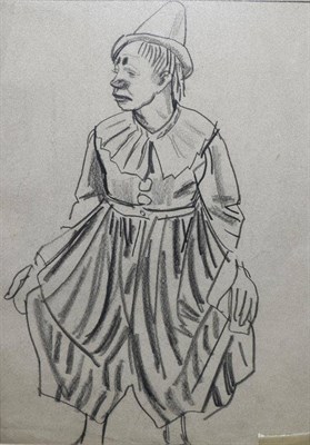 Lot 2037 - Circle of Dame Laura Knight RA, RWS, RE, RWA, PSWA, DBE (1877-1970) Study of a clown Charcoal...