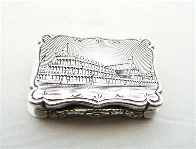 Lot 400 - A Victorian "Castle Top" Vinaigrette, William Dudley, Birmingham 1830, shaped rectangular with...