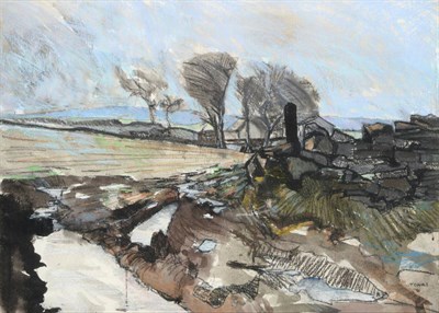 Lot 2050 - Godfrey Tonks (b.1948) 'Frozen pools Werden Moor' Signed, (19)91, coloured chalks, 52.5cm by...