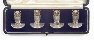 Lot 401 - A Set of Four Edward VII Menu Holders, Samson Mordan & Co, Chester 1910, Rd Nos 433091, modelled as