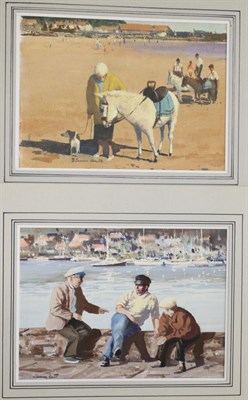 Lot 2060 - William Norman Gaunt (1918-2001) 'Donkeys on the Sands at Scarborough' Signed, inscribed verso,...