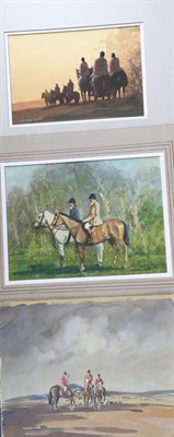 Lot 2061 - William Norman Gaunt (1918-2001) 'A pause in a Morning Ride' Signed, inscribed verso,...