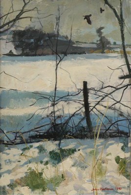 Lot 2072 - James MacKeown (b.1961) 'Snow and Crows' Signed and dated 1990, oil on canvas board, 74cm by...