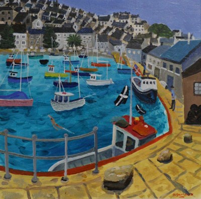 Lot 2074 - Alan Furneaux (Contemporary) 'Penzance harbour' Signed, oil on board, 40cm by 40.5cm  See...