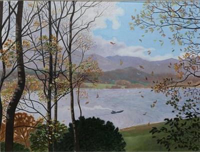 Lot 2084 - Stephen J Darbishire RBA (b.1940) 'Sudden Squall, Coniston Lake'  Monogrammed, oil on board,...