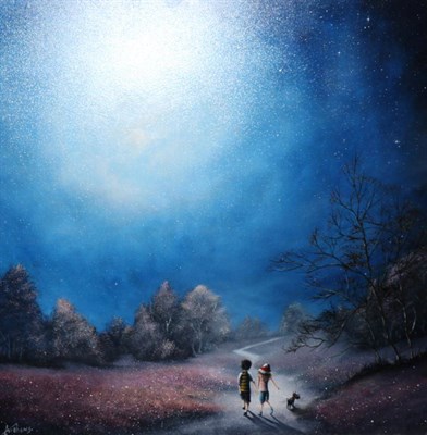 Lot 2112 - Daniel Abrahams (b. 1977) "Night Time Walkies"&nbsp; Signed, oil on board, 59cm by 59cm