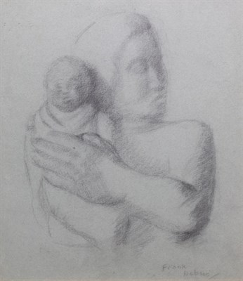 Lot 2116 - Attributed to Frank Dobson (1888-1963) Mother and Child Signed, charcoal on coloured paper, 30cm by