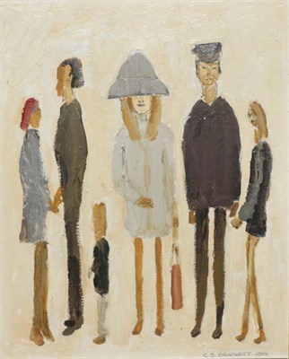 Lot 2120 - Geoffrey Bennett (1902-1991) 'Young People' Signed and dated 1966, with original artist's label...