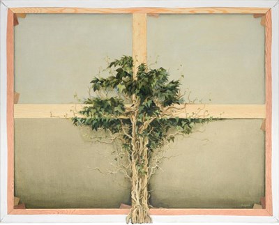 Lot 2142 - John Ridgewell (1937-2004) 'Ivy'  Signed and dated 1980, oil on canvas with ivy stems applied...