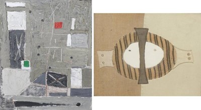 Lot 2149 - Francis Richards (1903-1985) 'Abstract Head' Signed and dated 1944 verso, fabric collage,...