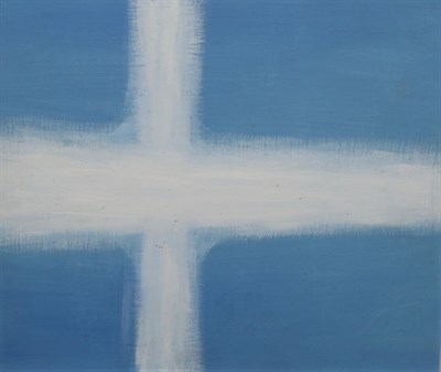 Lot 2150 - Alastair James Fagan Morton (1910-1963) Abstract composition in blue and white Oil on board, 28.5cm