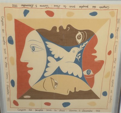 Lot 2159 - After Pablo Picasso (1881-1973) 'Congres des peulpes pour la paix: Vienne 5 Decembre. 1952'  Scarf