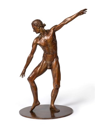 Lot 2165 - Robin Buick (b.1940) A male nude figure dancing Signed, numbered 1/9 and dated (19)96, bronze, 86cm