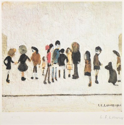 Lot 2002 - After Laurence Stephen Lowry RA (1887-1976) 'Group of Children' Signed in pencil, with the...