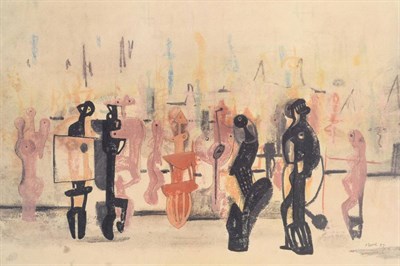 Lot 2009 - After Henry Moore OM, CH, FBA (1898-1986) Abstract figures Colour collotype, 36cm by 54cm...