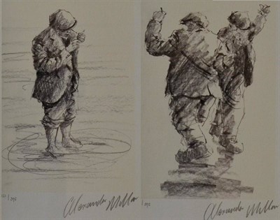 Lot 2029 - After Alexander Millar (b.1950) Gadgy eating an icecream Two gadgys dancing Signed and numbered...