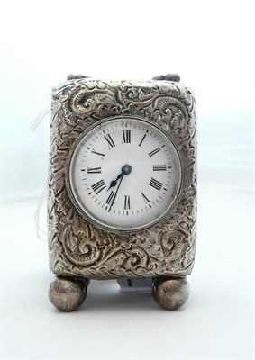 Lot 417 - A Silver Cased Desk Timepiece, London 1892, single barrel movement with platform lever...