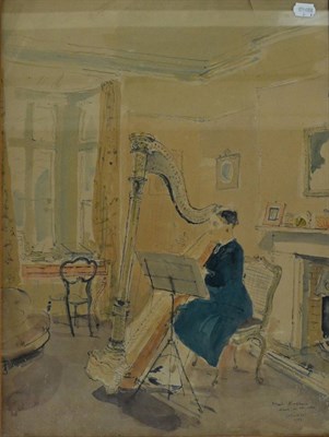 Lot 2052 - John Stanton Ward RA (1917-2007) 'Moira Korchinsca drawn in her room' Signed, inscribed and...