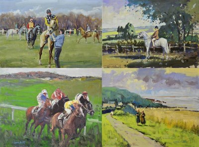 Lot 2072 - William Norman Gaunt (1918-2001) 'Before the Start. Point to Point' Signed, inscribed verso,...