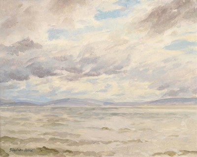 Lot 2081 - Stephen Bone (1904-1958) 'Blowy Day, Galway Bay' Signed, signed and inscribed on a label verso, oil