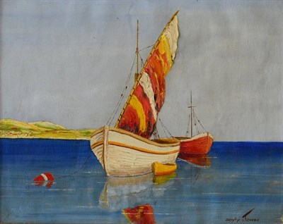 Lot 2082 - Cecil Rochfort D'Oyly John (1906-1993) Moored fishing vessels off the coast Signed, oil on...