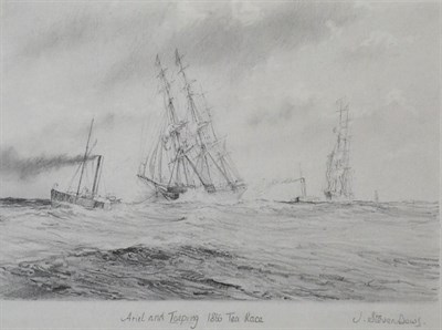 Lot 2092 - John Steven Dews (b.1949)  'Ariel and Toeping 1866 Tea Race' Signed and inscribed, pencil, 22cm...