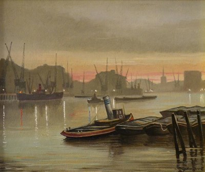 Lot 2093 - Steven Scholes (b.1952) 'Sunrise over the Thames from Bermondsey' Signed, inscribed in pencil...