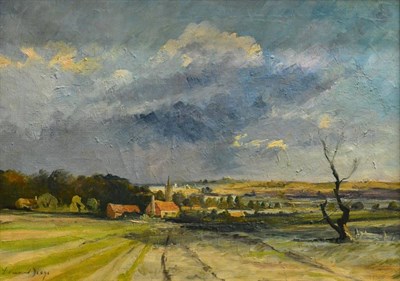 Lot 2098 - Follower of Edward Seago RBA, ARWS, RWS (1910-1974)  East Anglian landscape with buildings...