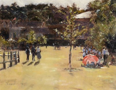 Lot 2115 - Bruce Yardley (b1962) 'Evening Sun, Glynbourne' Signed, oil on canvas, 71cm by 91.5cm...