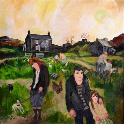 Lot 2135 - Gill Watkiss (b.1938) 'On the way to Morvah'  Signed, oil on canvas, 48.5cm by 48.5cm