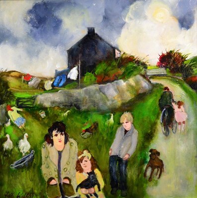 Lot 2136 - Gill Watkiss (b.1938) 'Walking to Morvah' Signed, oil on canvas, 39cm by 39cm